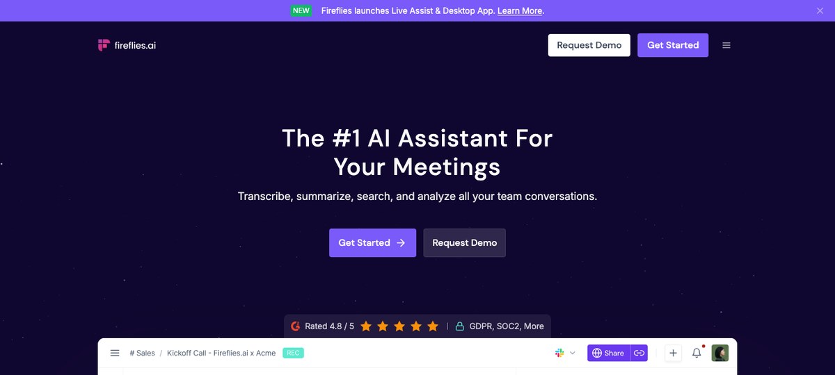 Fireflies — AI assistant for meetings with deep CRM and ATS integrations